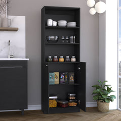 Vinton 2-Door Bookcase with Upper Shelves, Black