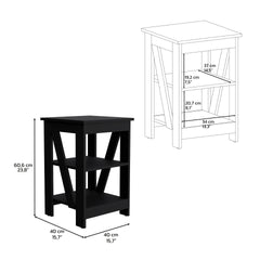 3-Tier End Table/Nightstand, Side Table for Small Space, Black