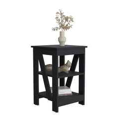 3-Tier End Table/Nightstand, Side Table for Small Space, Black