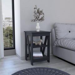 3-Tier End Table/Nightstand, Side Table for Small Space, Black