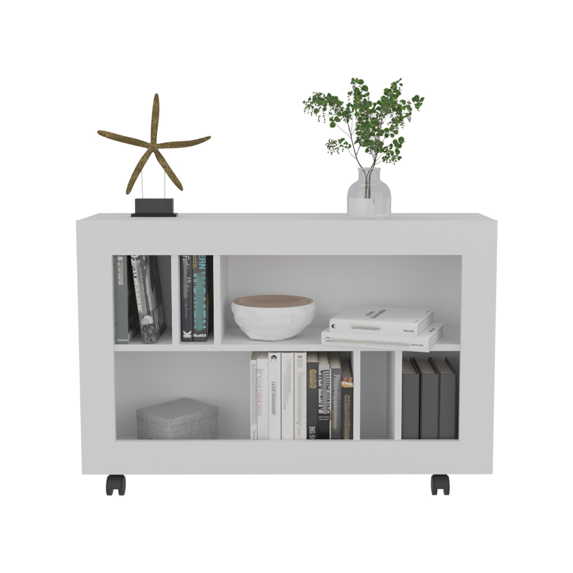 Console Table Cart, 5 Shelves, 4 Casters