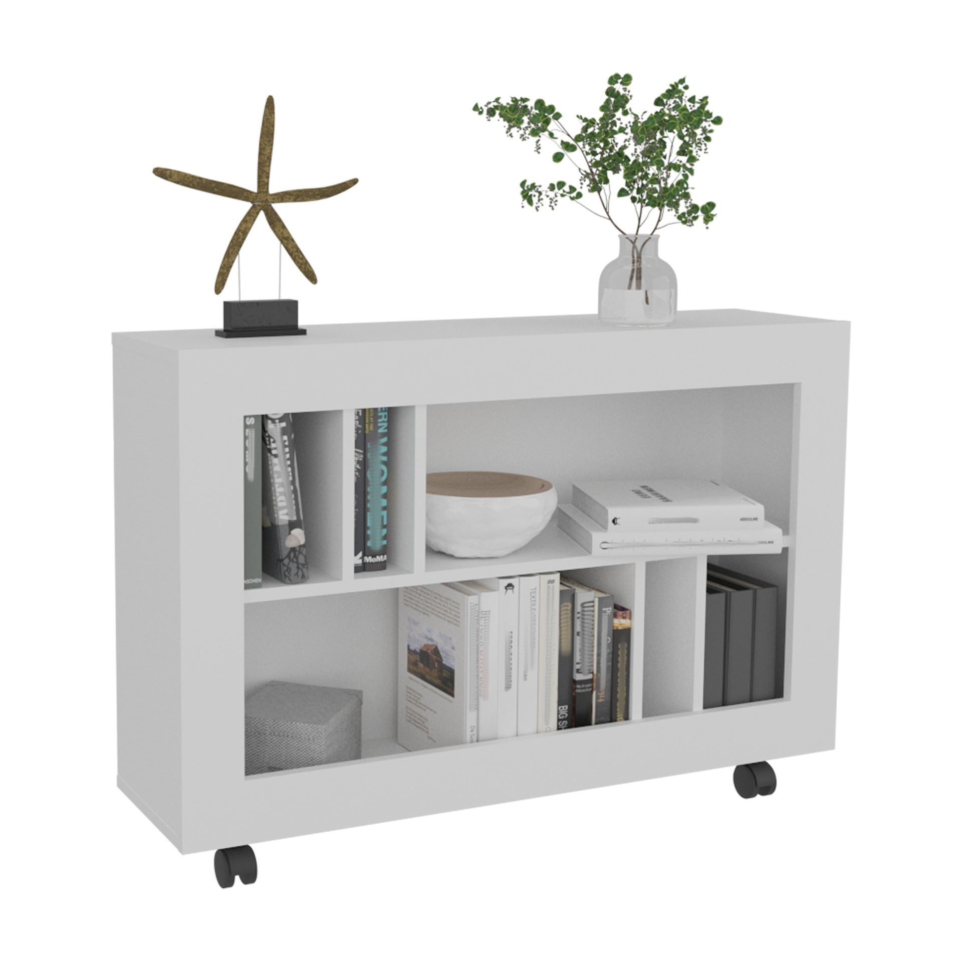 Console Table Cart, 5 Shelves, 4 Casters