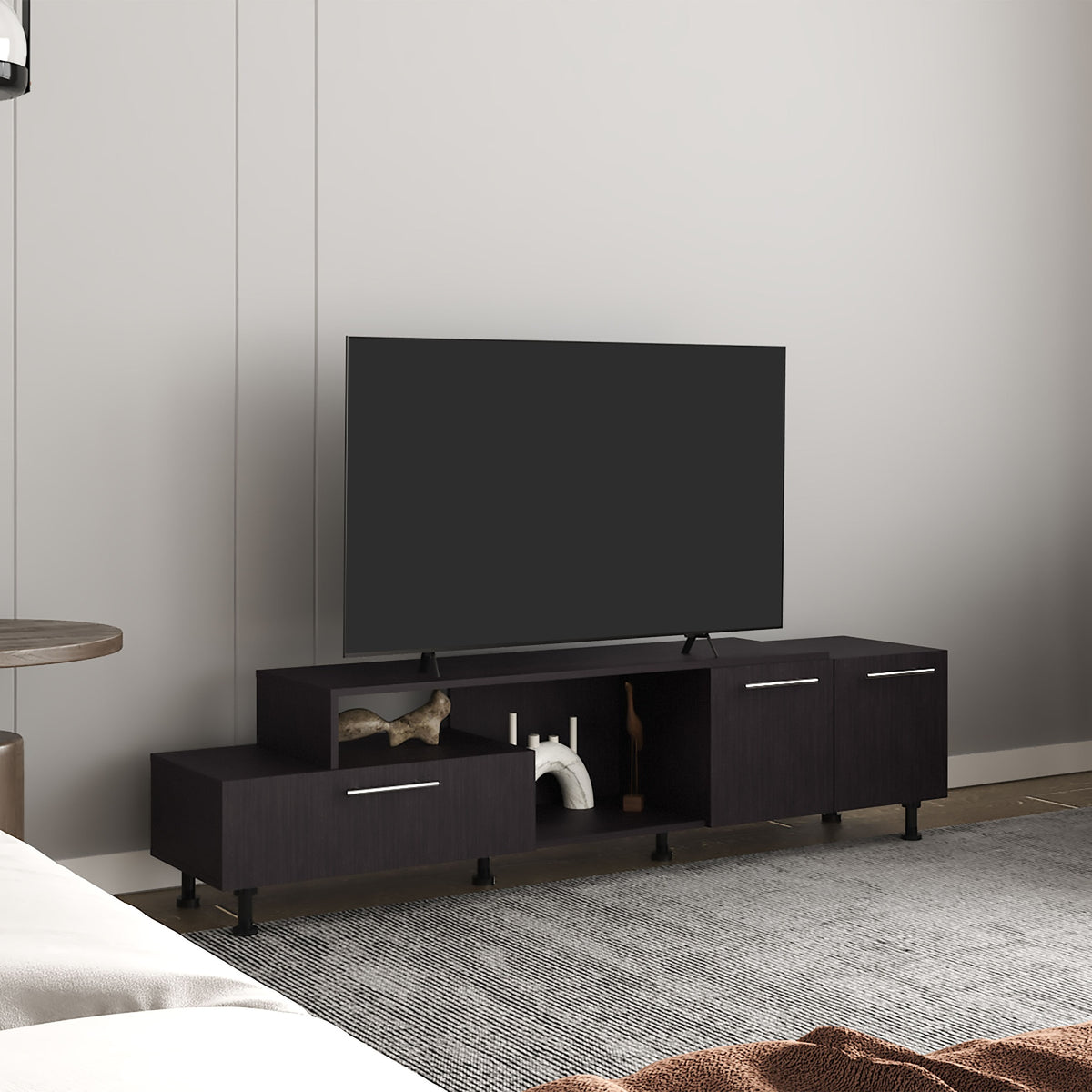 Tv Stand, 3Doors, 1 Shelf 50" TV Capacity