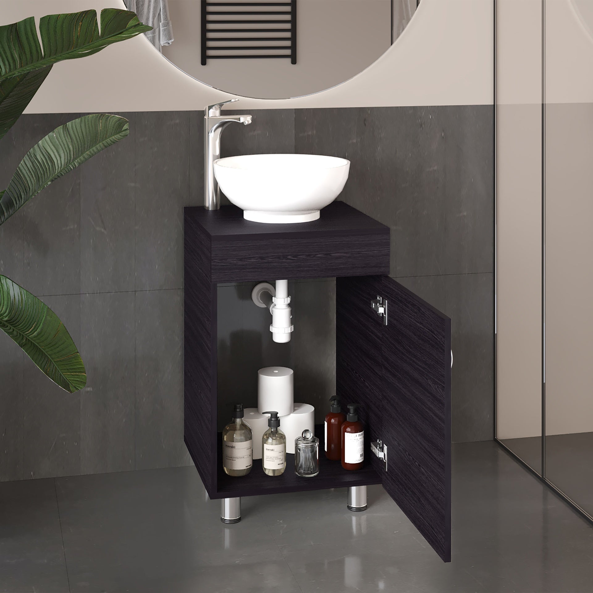 Bathroom Vanity with Sink, 1 Door, 4 Legs