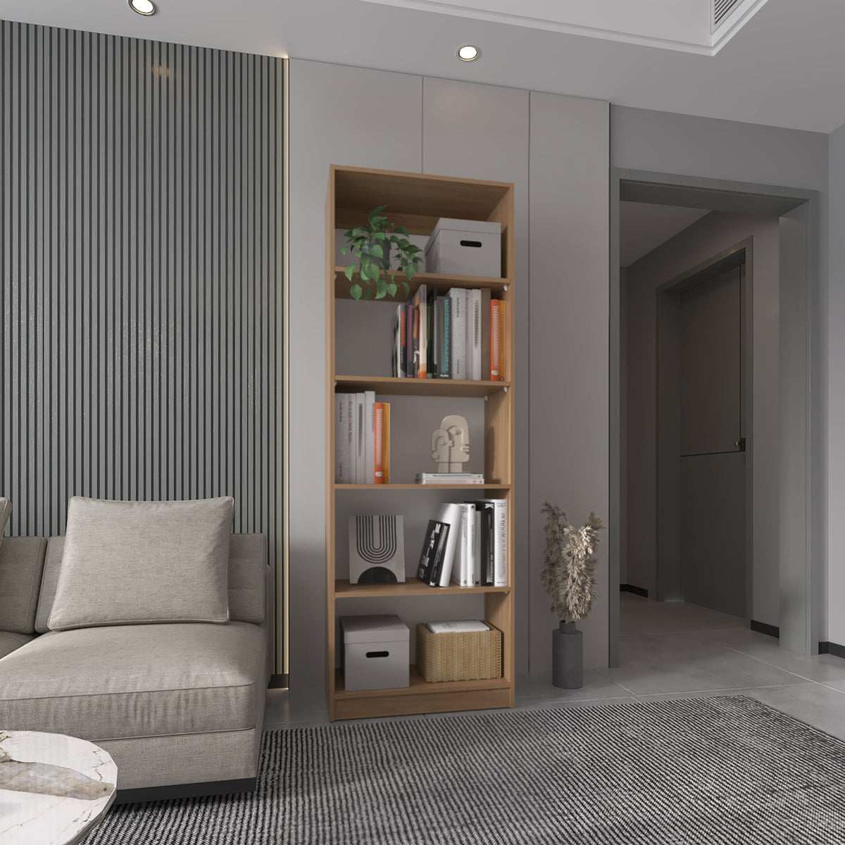 4-Tier Bookcase with Modern Storage for Books and Decor