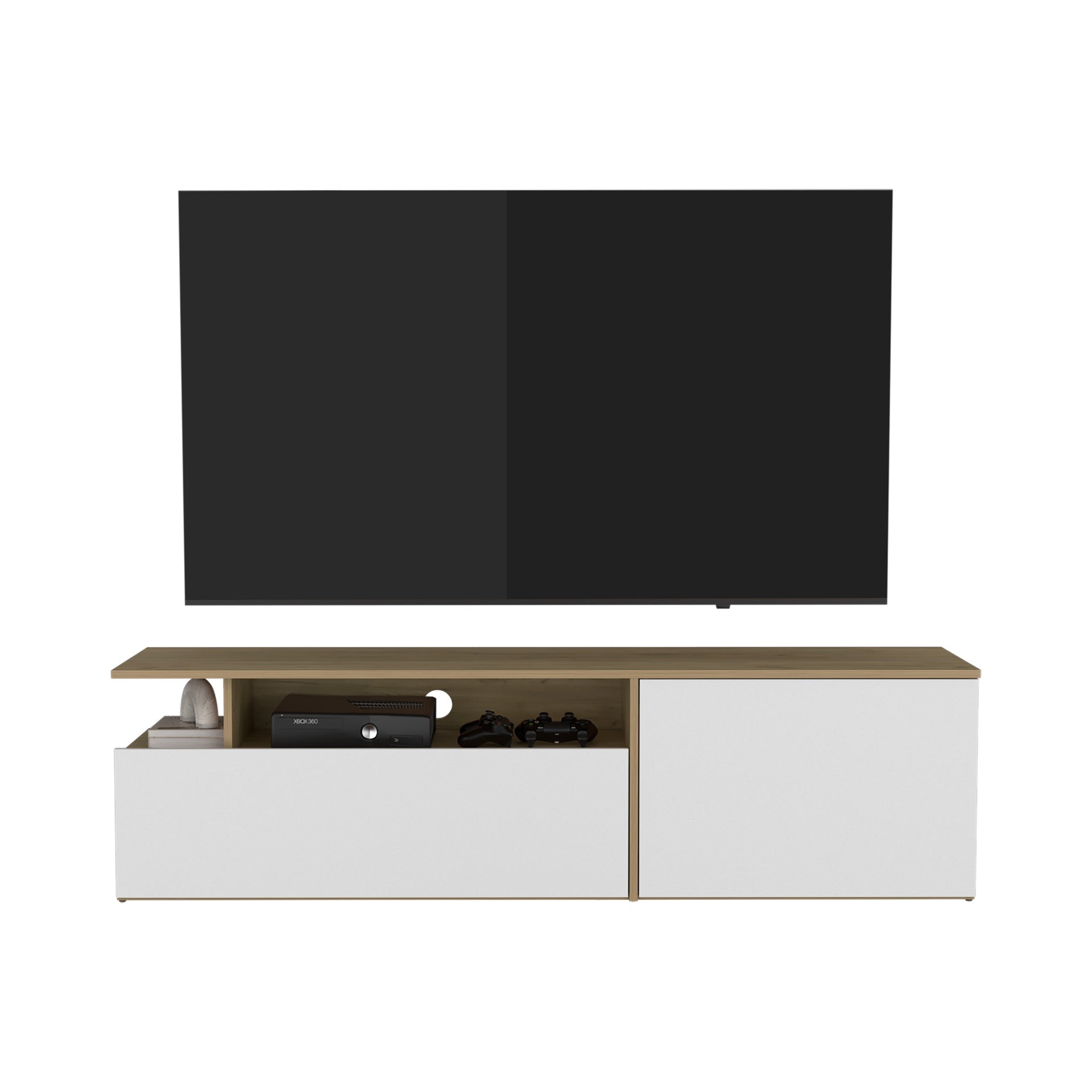 Tv Stand 60" TV Capacity,2 Doors, 4 Shelves