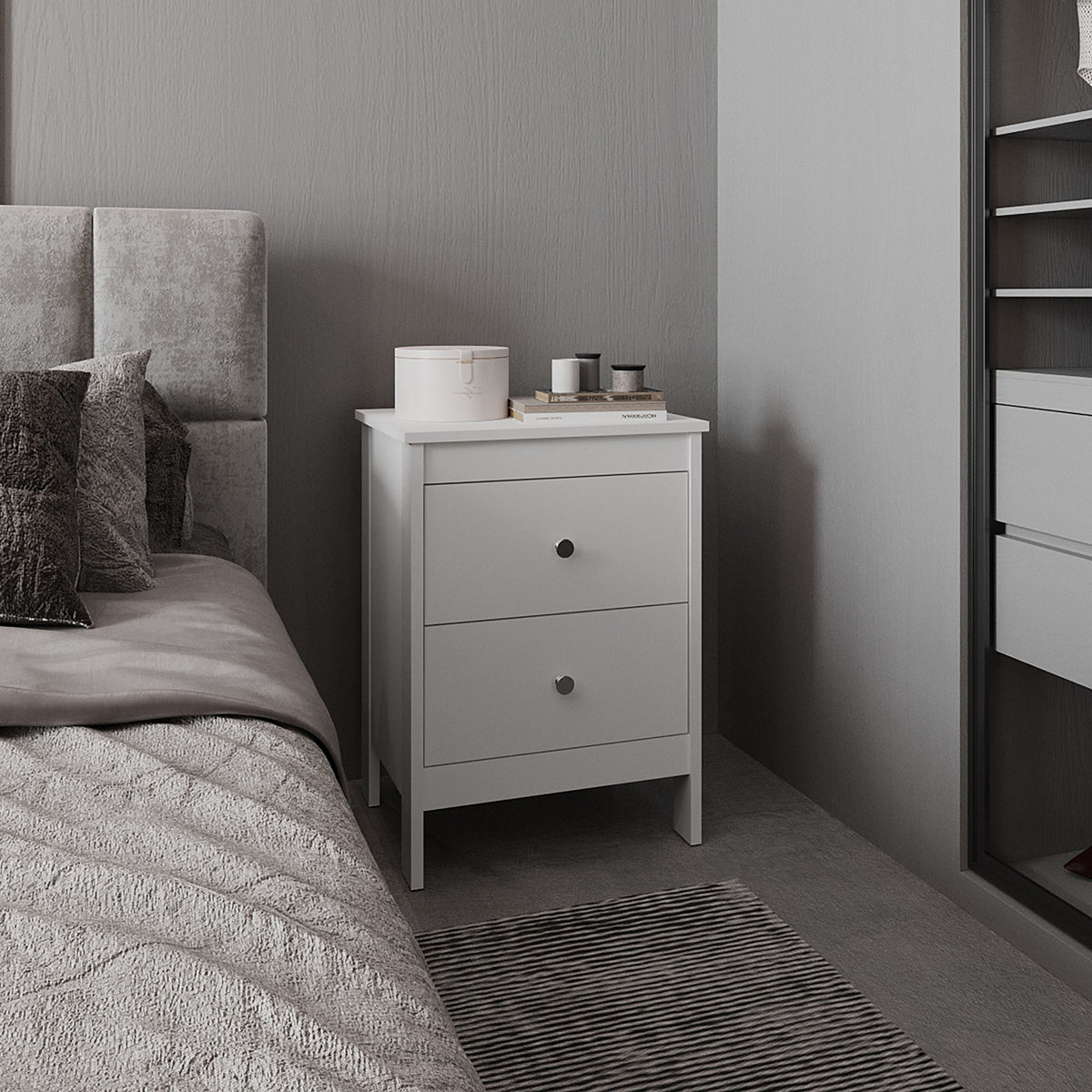 Nightstand, 2 Drawers, White