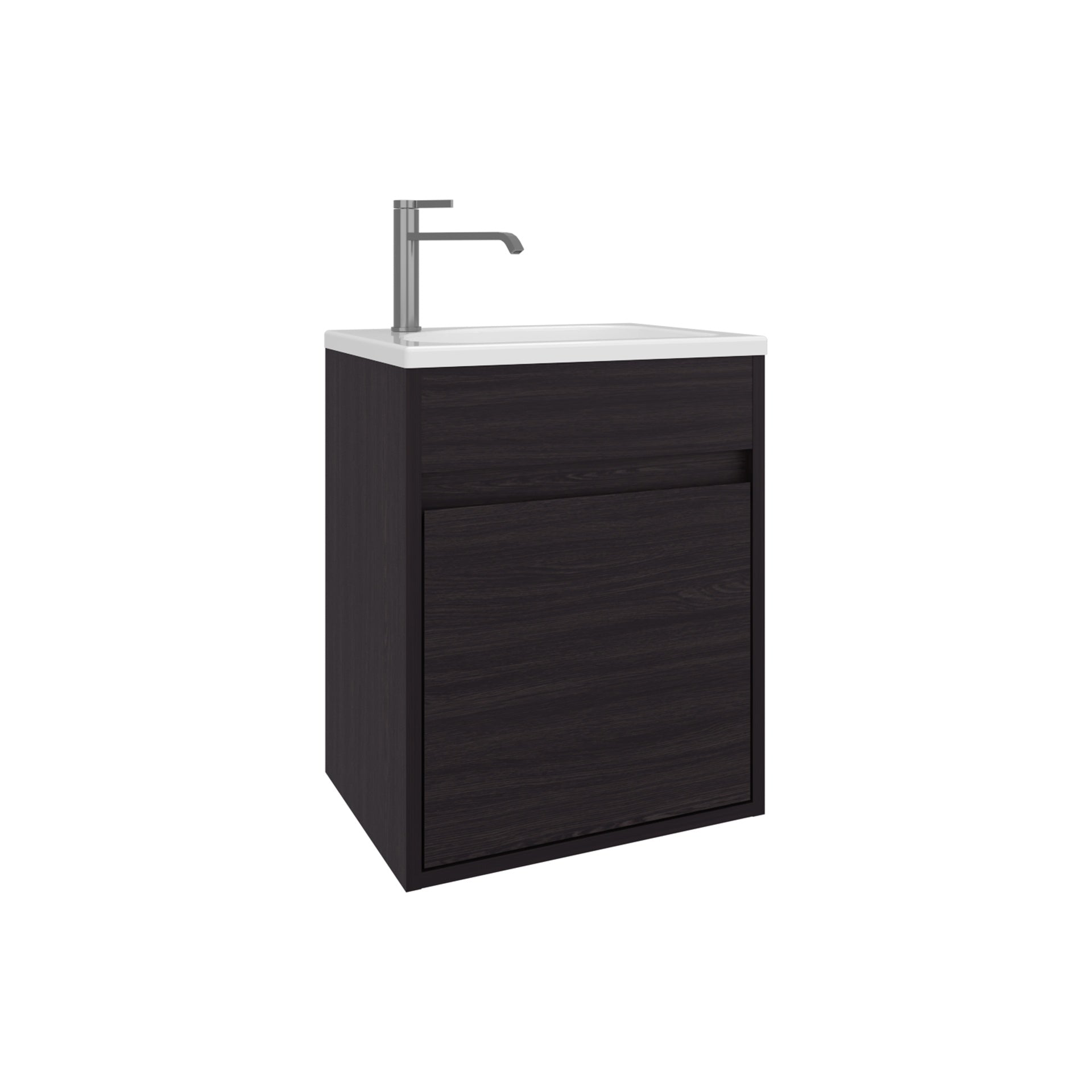 Bathroom Vanity with Sink, 1 Door, Black Wengue