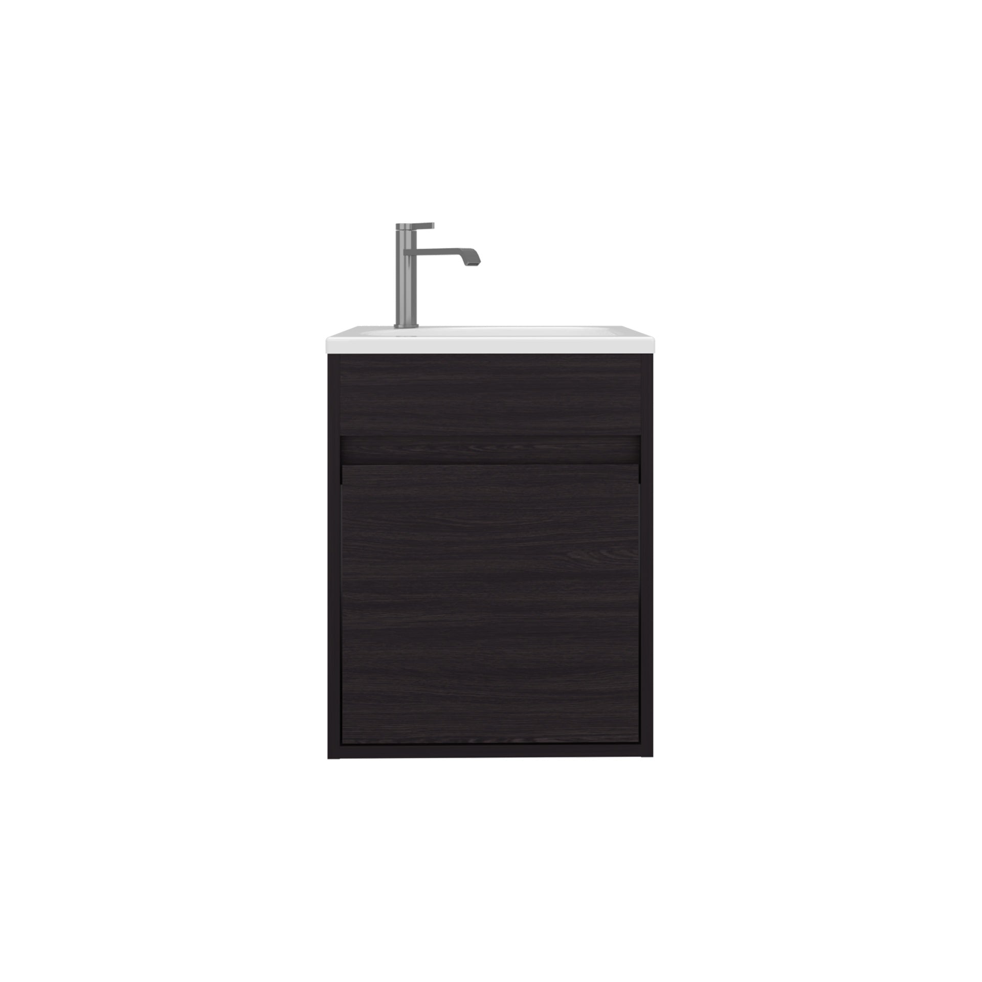 Bathroom Vanity with Sink, 1 Door, Black Wengue