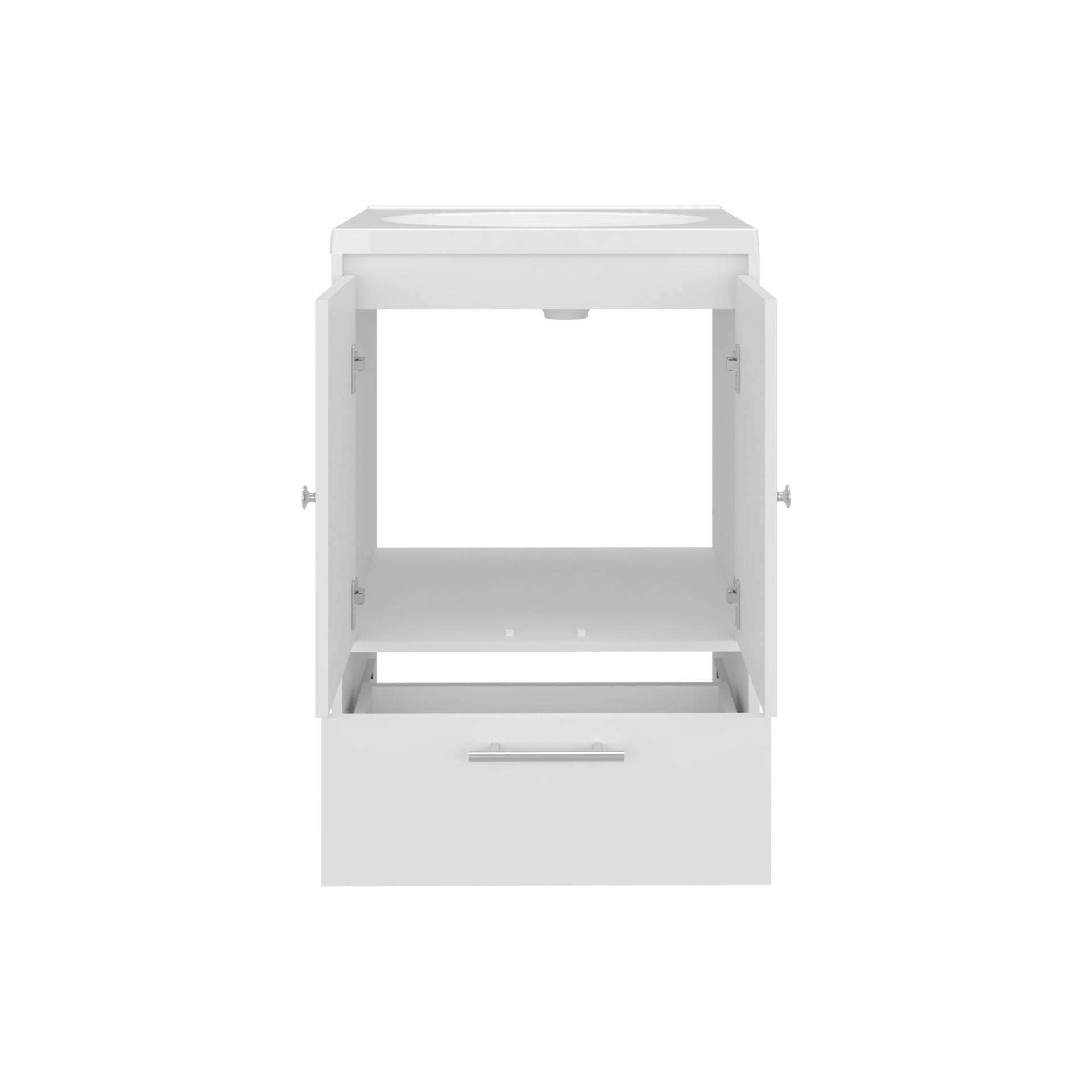 Bathroom Vanity with Sink, 2 Doors, 1 Drawer, White