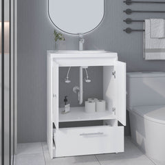 Bathroom Vanity with Sink, 2 Doors, 1 Drawer, White