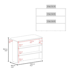 Kitchen Island 35.4" H, 3 Shelves, White / Black Wengue - Kitchen