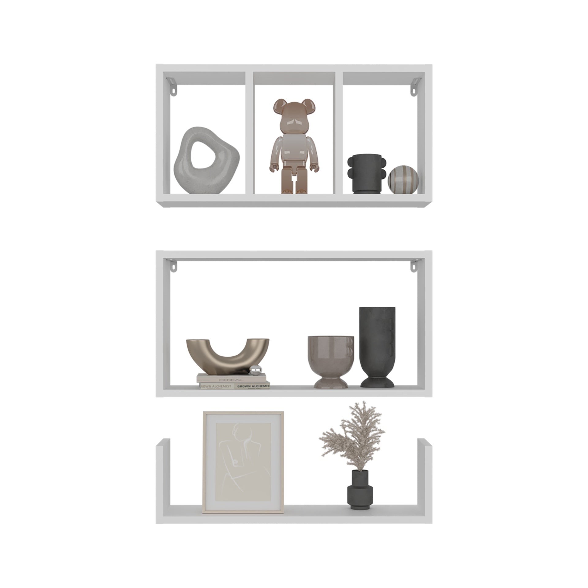 Dennard Wall Shelves 38" H, 5 Shelves, White - Living Room