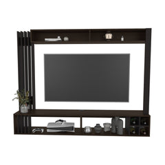 Entertainment Center 55.1" H, 8 Shelves, Dark Walnut/Black Wengue