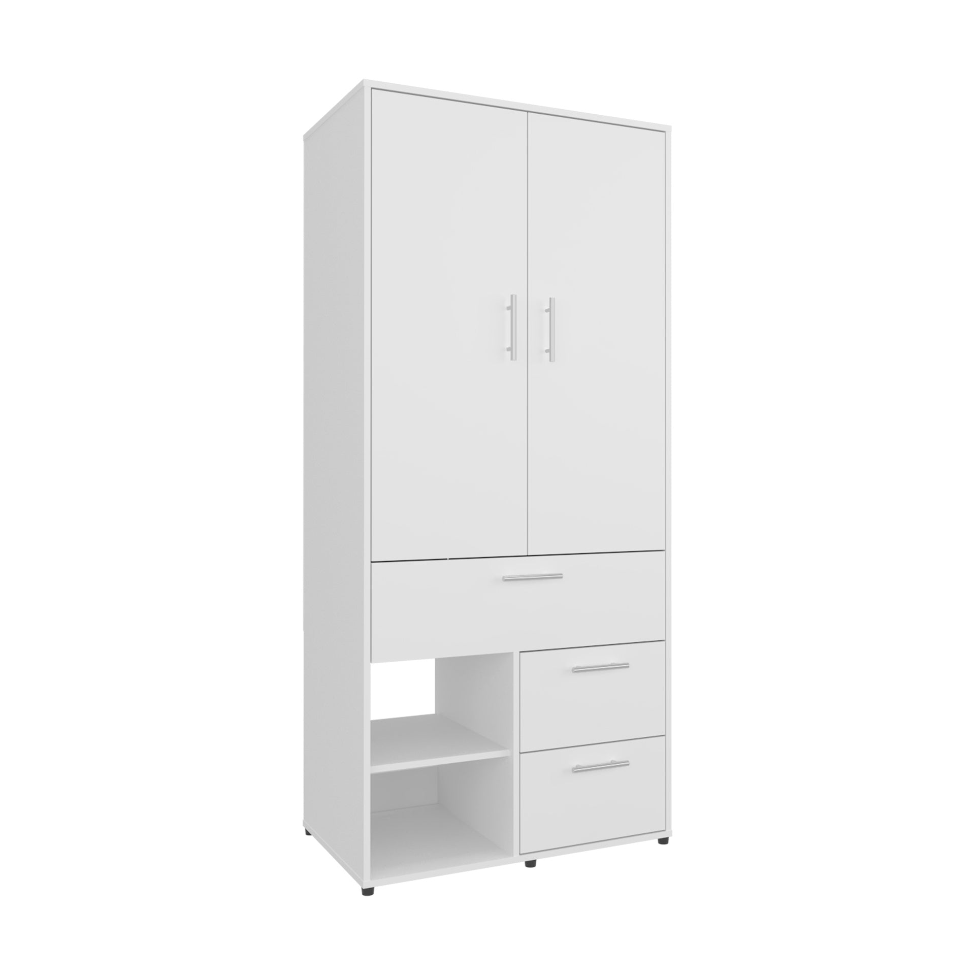 Armoire 70.90 inch H, 2 Doors, 3 Drawers, 2 Shelves, 6 Legs, White - Bedroom
