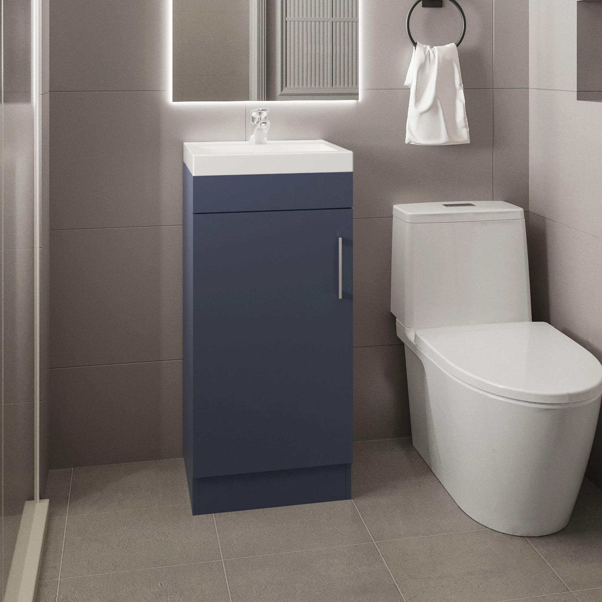 Vanity 32.6" H, 1 Door, 1 Shelf, Alby Blue - Bathroom