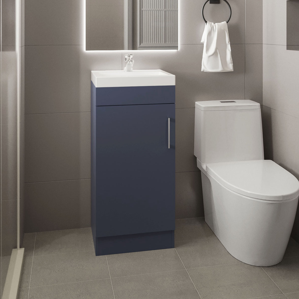 Vanity 32.6" H, 1 Door, 1 Shelf, Alby Blue - Bathroom