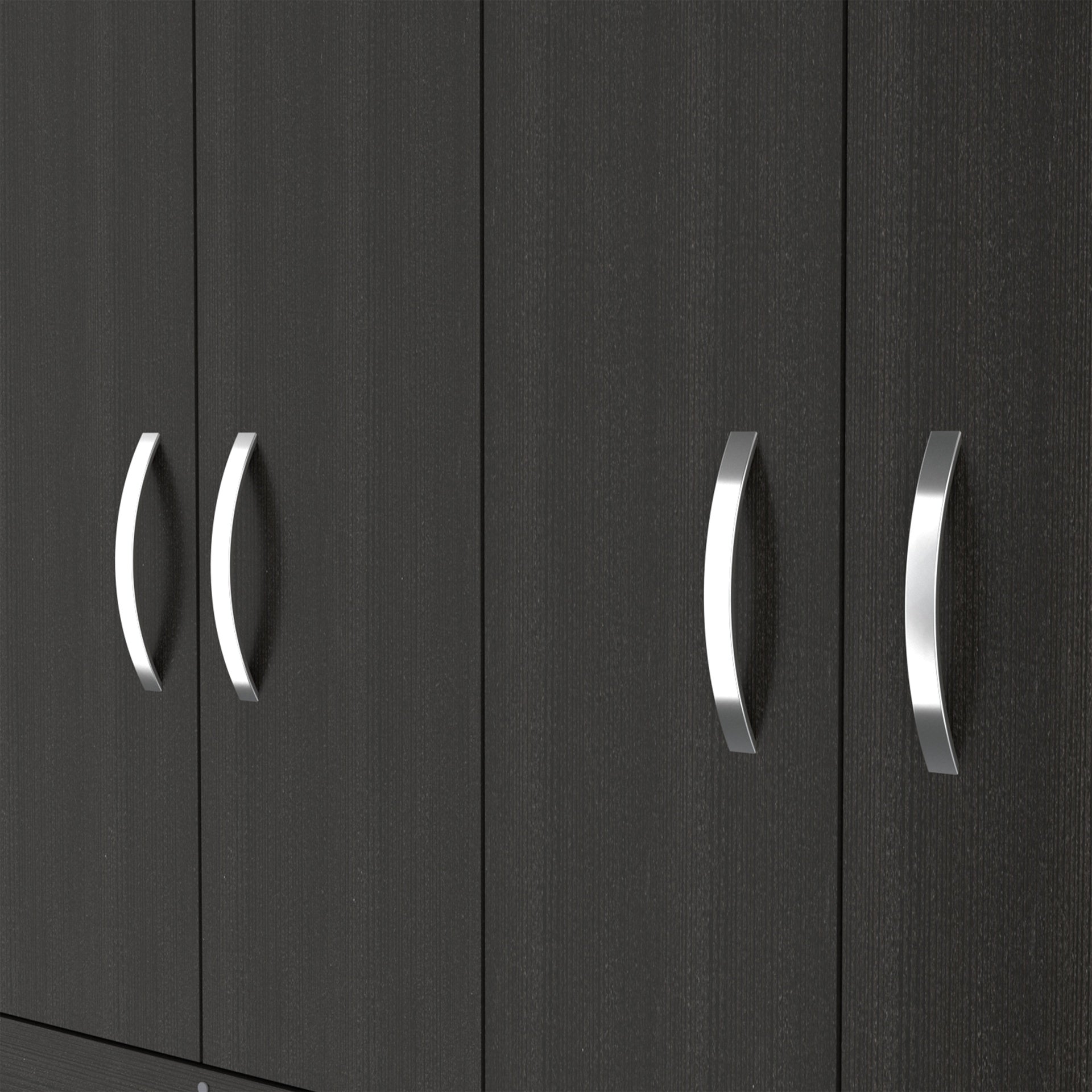 Hamilton Mobile Armoire, 4-Doors Cabinet, Three Drawers, Rods, Four Shelves, Black Wengue - Bedroom