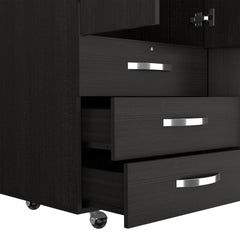Hamilton Mobile Armoire, 4-Doors Cabinet, Three Drawers, Rods, Four Shelves, Black Wengue - Bedroom