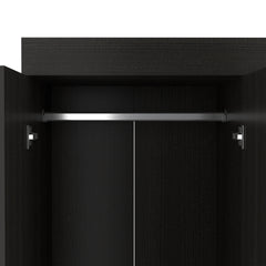 Hamilton Mobile Armoire, 4-Doors Cabinet, Three Drawers, Rods, Four Shelves, Black Wengue - Bedroom