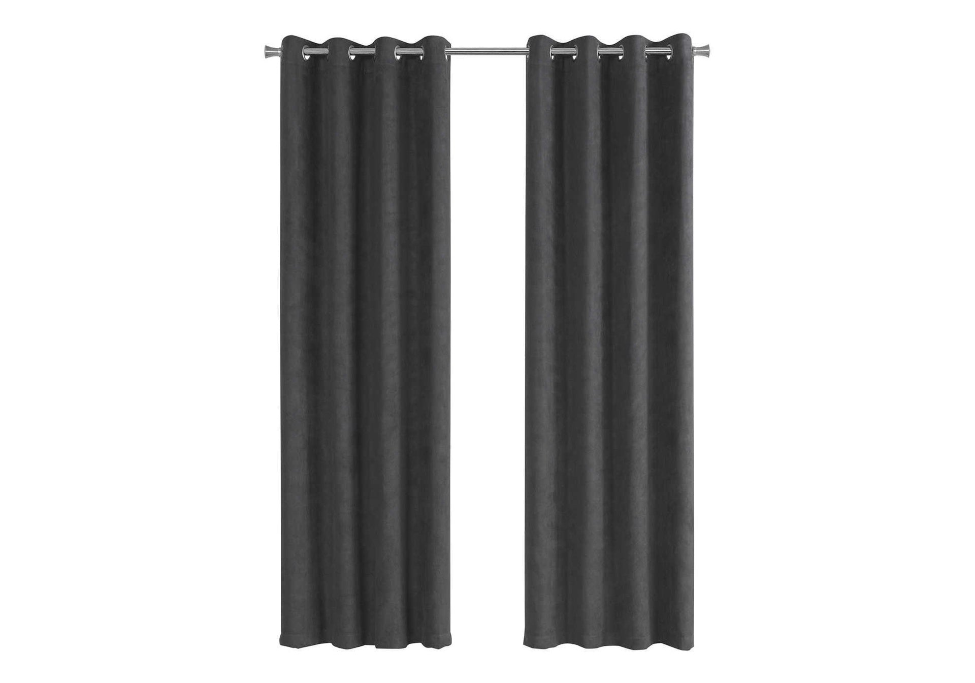 Curtain Panel, 2pcs Set, 54"w X 95"l, Room Darkening, Grommet, Living Room, Bedroom, Kitchen, Grey Micro Suede, Contemporary, Modern