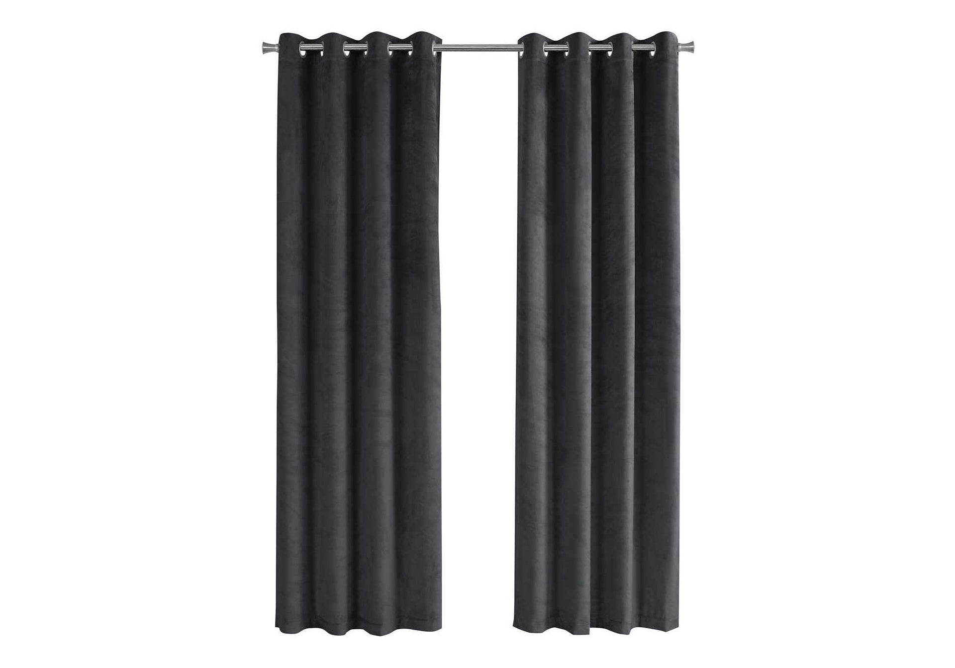 Curtain Panel, 2pcs Set, 54"w X 84"l, Room Darkening, Grommet, Living Room, Bedroom, Kitchen, Grey Velvet, Contemporary, Modern