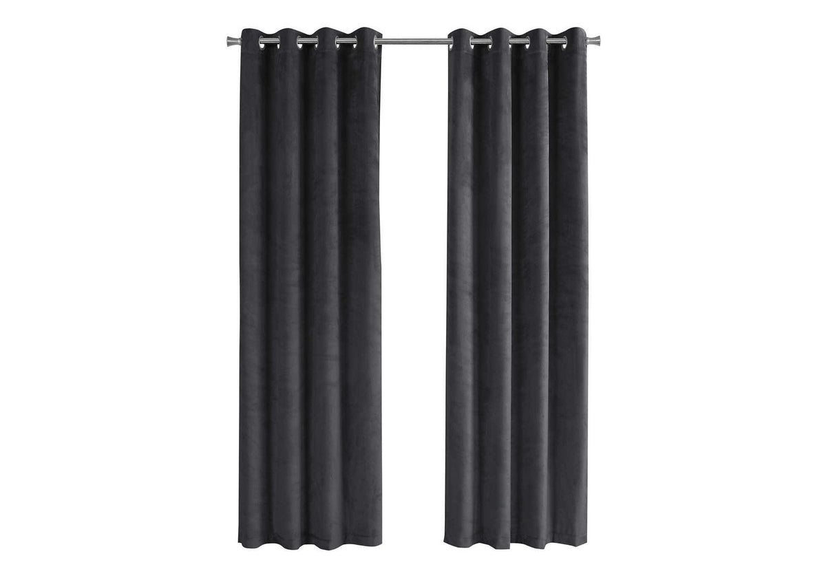 Curtain Panel, 2pcs Set, 54"w X 84"l, Room Darkening, Grommet, Living Room, Bedroom, Kitchen, Grey Velvet, Contemporary, Modern