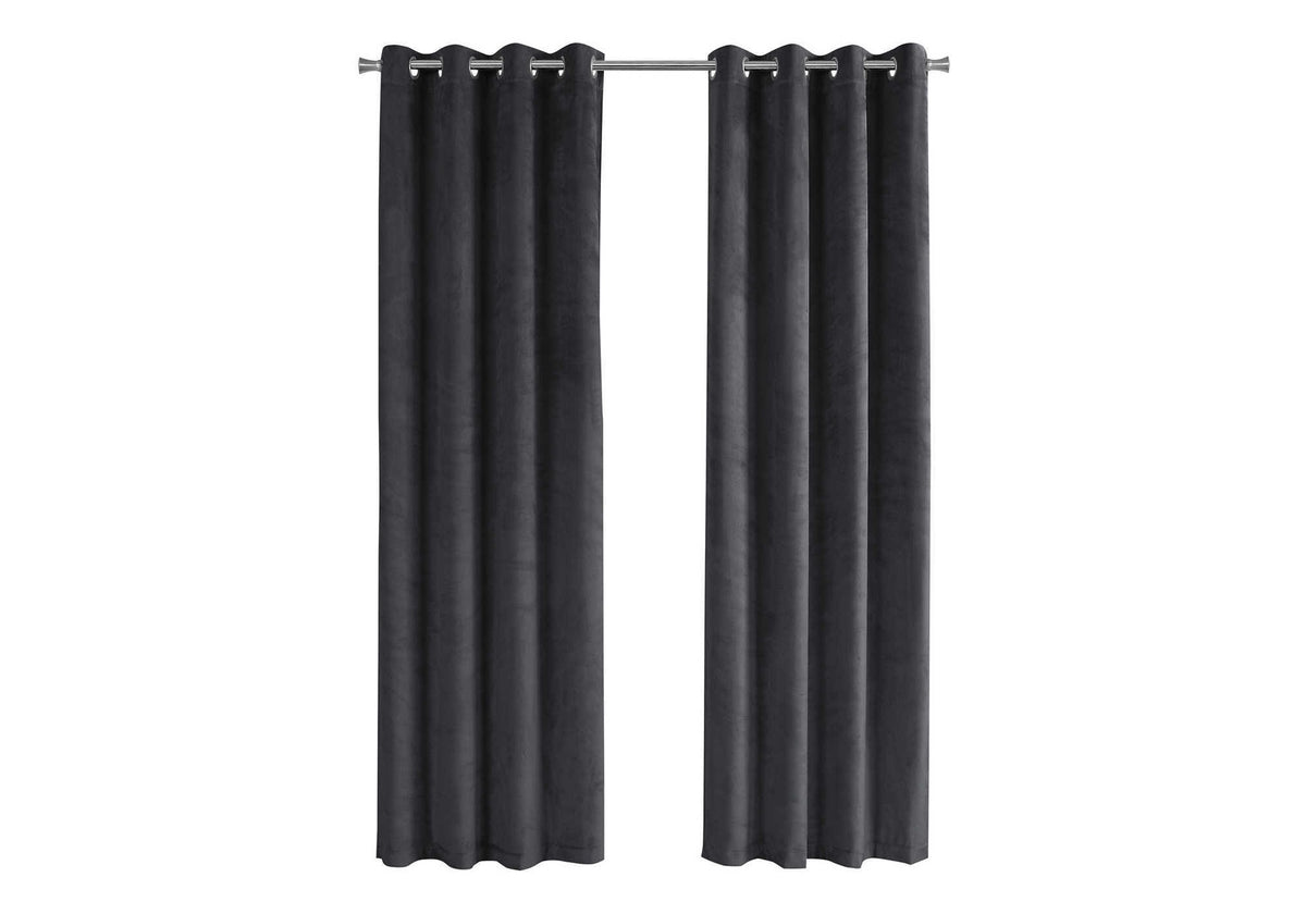 Curtain Panel, 2pcs Set, 54"w X 95"l, Room Darkening, Grommet, Living Room, Bedroom, Kitchen, Grey Velvet, Contemporary, Modern
