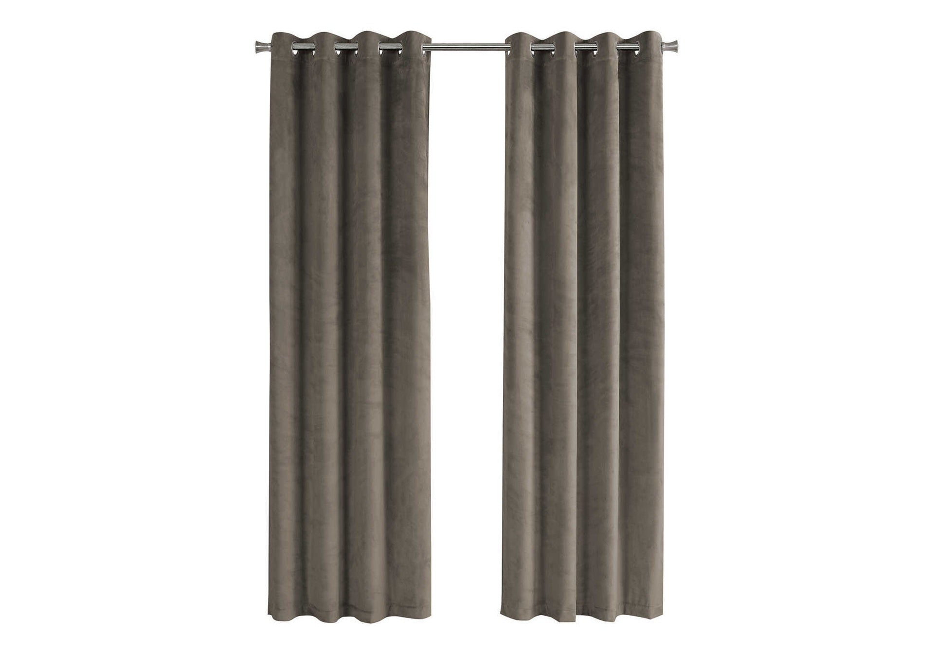Curtain Panel, 2pcs Set, 52"w X 84"l, Room Darkening, Grommet, Living Room, Bedroom, Kitchen, Taupe Velvet, Contemporary, Modern