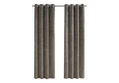 Curtain Panel, 2pcs Set, 52"w X 84"l, Room Darkening, Grommet, Living Room, Bedroom, Kitchen, Taupe Velvet, Contemporary, Modern
