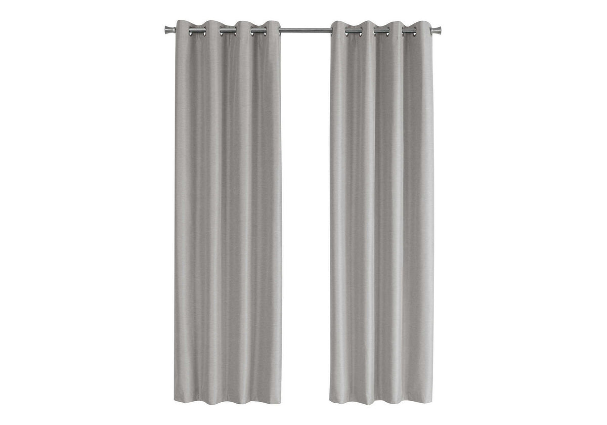 Curtain Panel, 2pcs Set, 54"w X 95"l, 100% Blackout, Grommet, Living Room, Bedroom, Kitchen, Grey Thermal Insulation Polyester, Contemporary, Modern