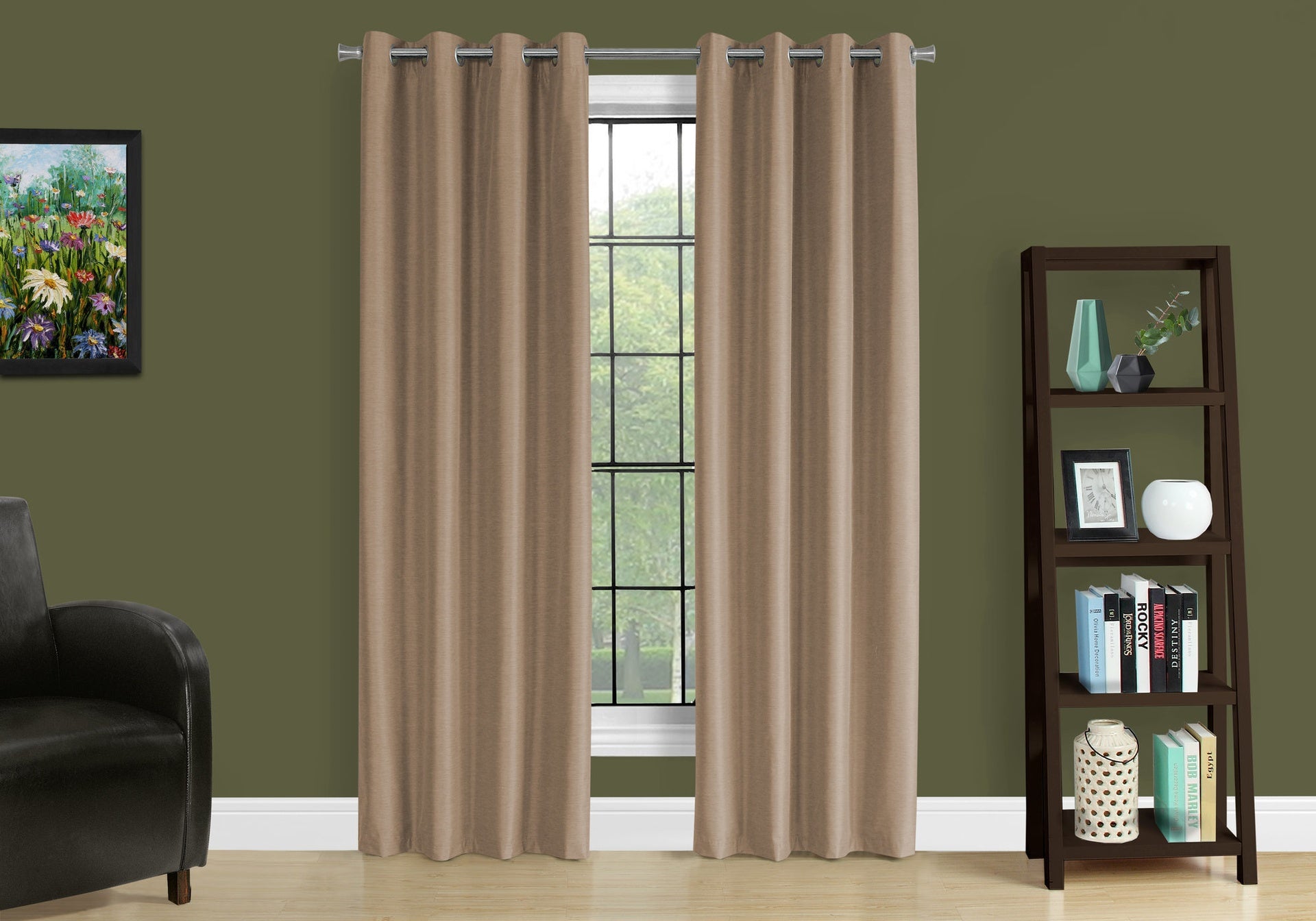 Curtain Panel, 2pcs Set, 54"w X 95"l, 100% Blackout, Grommet, Living Room, Bedroom, Kitchen, Brown Thermal Insulation Polyester, Contemporary, Modern