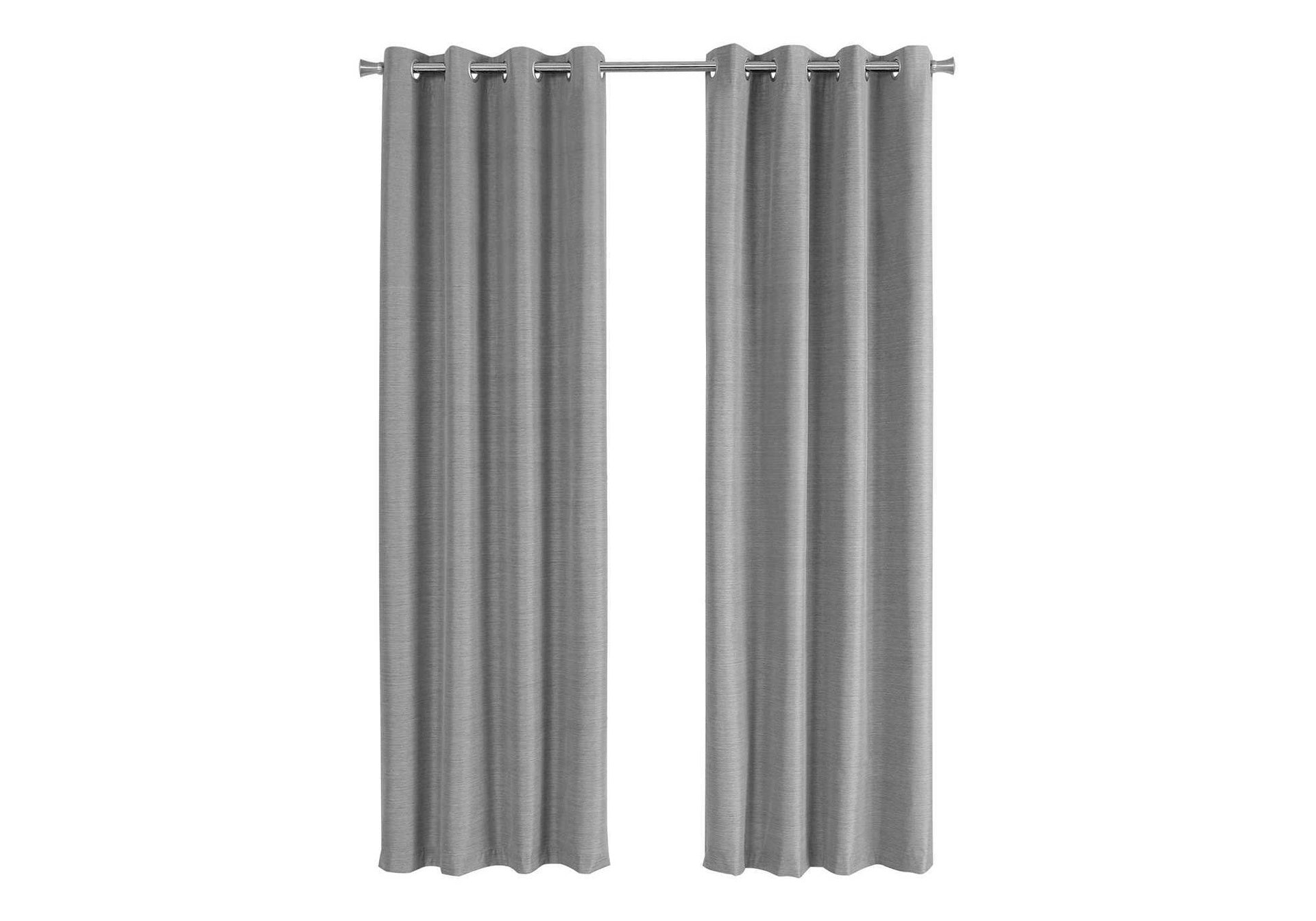 Curtain Panel, 2pcs Set, 54"w X 95"l, 100% Blackout, Grommet, Living Room, Bedroom, Kitchen, Grey Thermal Insulation Polyester, Contemporary, Modern