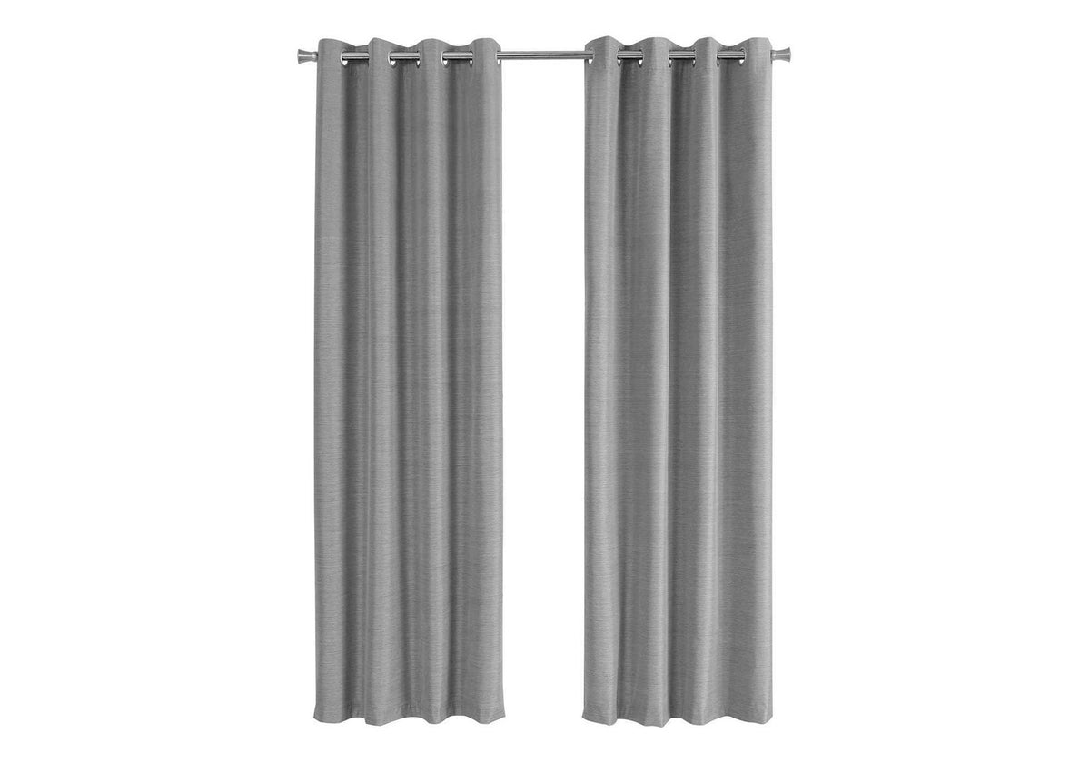 Curtain Panel, 2pcs Set, 54"w X 95"l, 100% Blackout, Grommet, Living Room, Bedroom, Kitchen, Grey Thermal Insulation Polyester, Contemporary, Modern