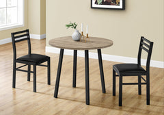 Dining Table Set, 3pcs Set, Small, 35" Drop Leaf, Kitchen, Black Metal, Brown Laminate, Contemporary, Modern