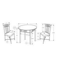 Dining Table Set, 3pcs Set, Small, 30" Round, Kitchen, Black Metal And Laminate, Leather Look, Contemporary, Modern
