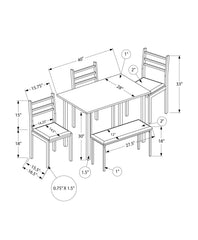 Dining Set, 5pcs Set, 40" Rectangular, Kitchen, Small, White Metal And Laminate, Grey Fabric, Contemporary, Modern