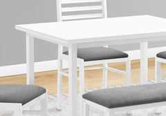 Dining Set, 5pcs Set, 40" Rectangular, Kitchen, Small, White Metal And Laminate, Grey Fabric, Contemporary, Modern