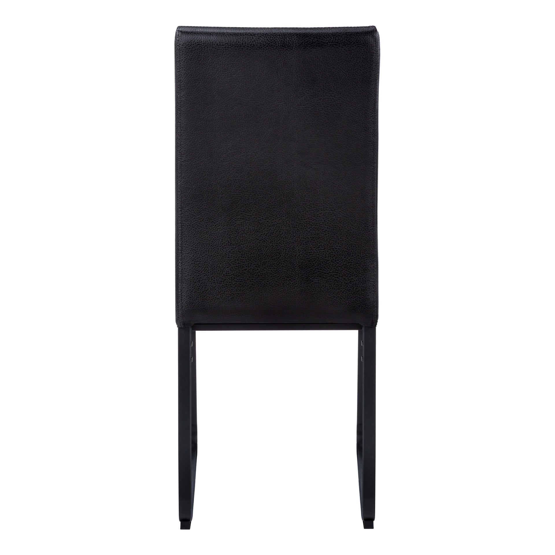 Dining Chair, Set Of 2, Side, Upholstered, Kitchen, Dining Room, Black Leather Look, Black Metal, Contemporary, Modern