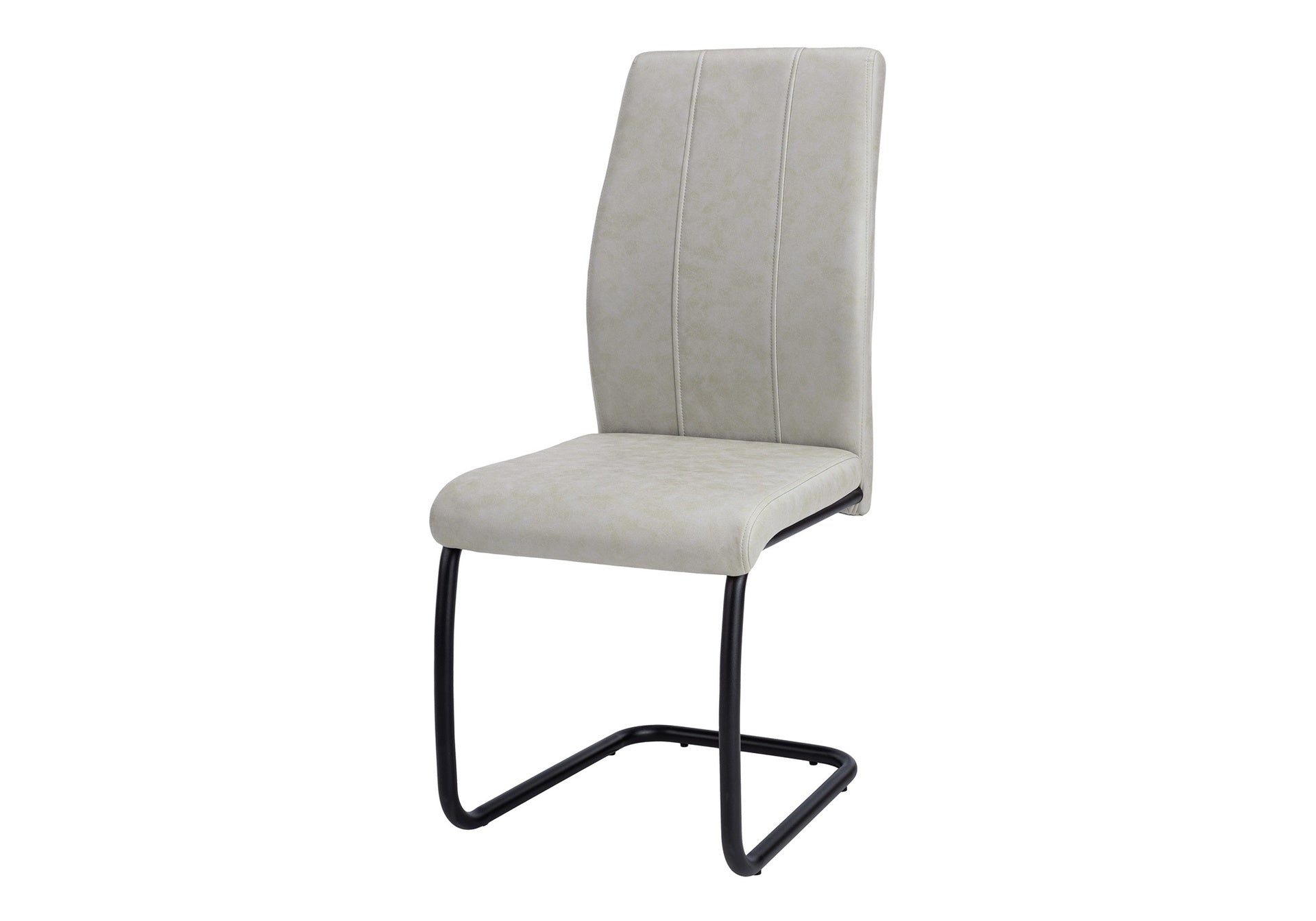 Dining Chair, Set Of 2, Side, Upholstered, Kitchen, Dining Room, 39" Height, Grey Fabric, Black Metal, Contemporary, Modern