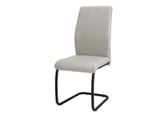 Dining Chair, Set Of 2, Side, Upholstered, Kitchen, Dining Room, 39" Height, Grey Fabric, Black Metal, Contemporary, Modern