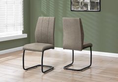 Dining Chair, Set Of 2, Side, Upholstered, Kitchen, Dining Room, 39" Height, Brown Fabric, Black Metal, Contemporary, Modern