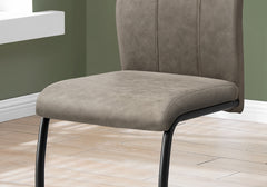 Dining Chair, Set Of 2, Side, Upholstered, Kitchen, Dining Room, 39" Height, Brown Fabric, Black Metal, Contemporary, Modern