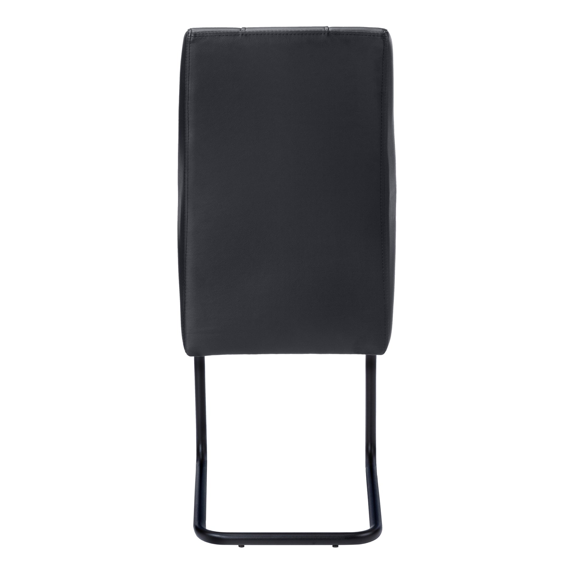 Dining Chair, Set Of 2, Side, Upholstered, Kitchen, Dining Room, 39" Height, Black Leather Look, Black Metal, Contemporary, Modern