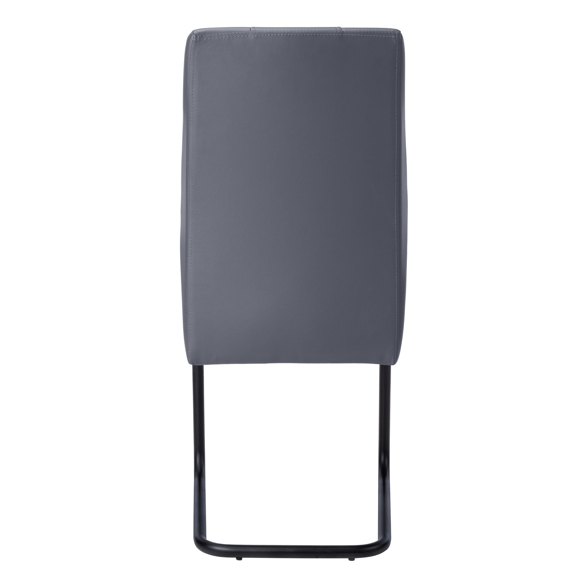 Dining Chair, Set Of 2, Side, Upholstered, Kitchen, Dining Room, 39" Height, Grey Leather Look, Black Metal, Contemporary, Modern
