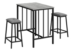 Dining Set, 3pcs Set, Counter Height, 36" Rectangular, Small, Kitchen, Grey Laminate, Black Metal, Contemporary, Modern