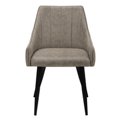 Dining Chair, Set Of 2, Side, Upholstered, Kitchen, Dining Room, Brown Fabric, Black Metal, Contemporary, Modern