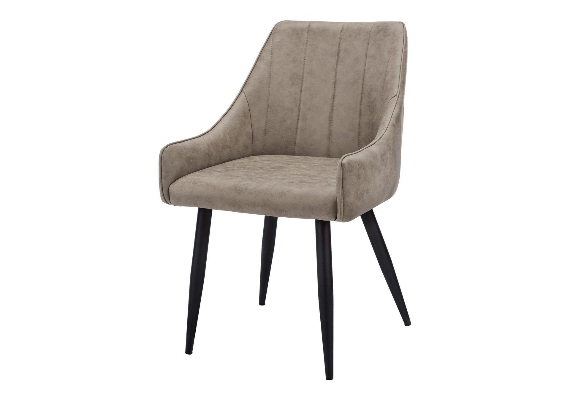 Dining Chair, Set Of 2, Side, Upholstered, Kitchen, Dining Room, Brown Fabric, Black Metal, Contemporary, Modern