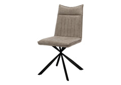 Dining Chair, Set Of 2, Side, Upholstered, Kitchen, Dining Room, Brown Fabric, Black Metal, Contemporary, Modern
