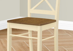 Dining Chair, Set Of 2, Side, Kitchen, Dining Room, Oak And Cream, Wood Legs, Transitional